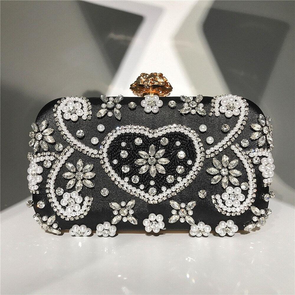 Clutch de Cetim com Perolas - Grinalda Store